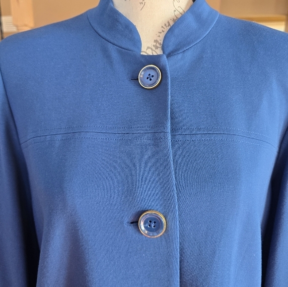 Chico's Teal Blue Button Up Knit Blazer Jacket M - Picture 4 of 9